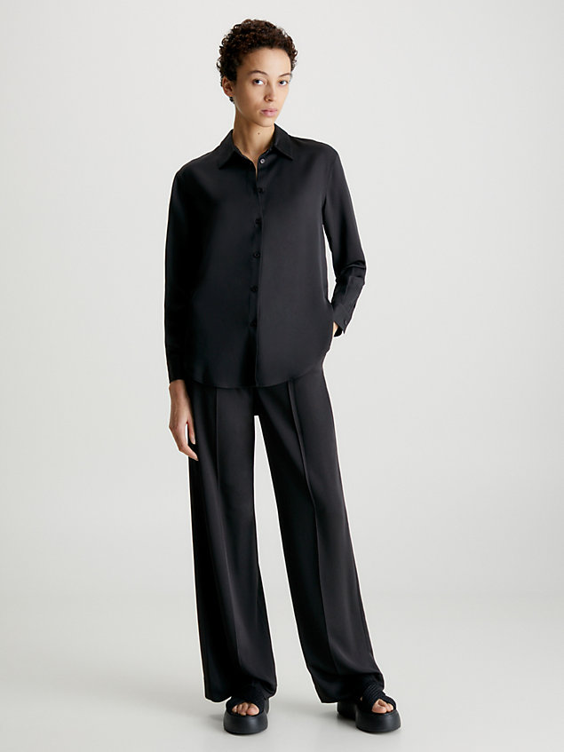 black relaxed recycled polyester shirt for women calvin klein
