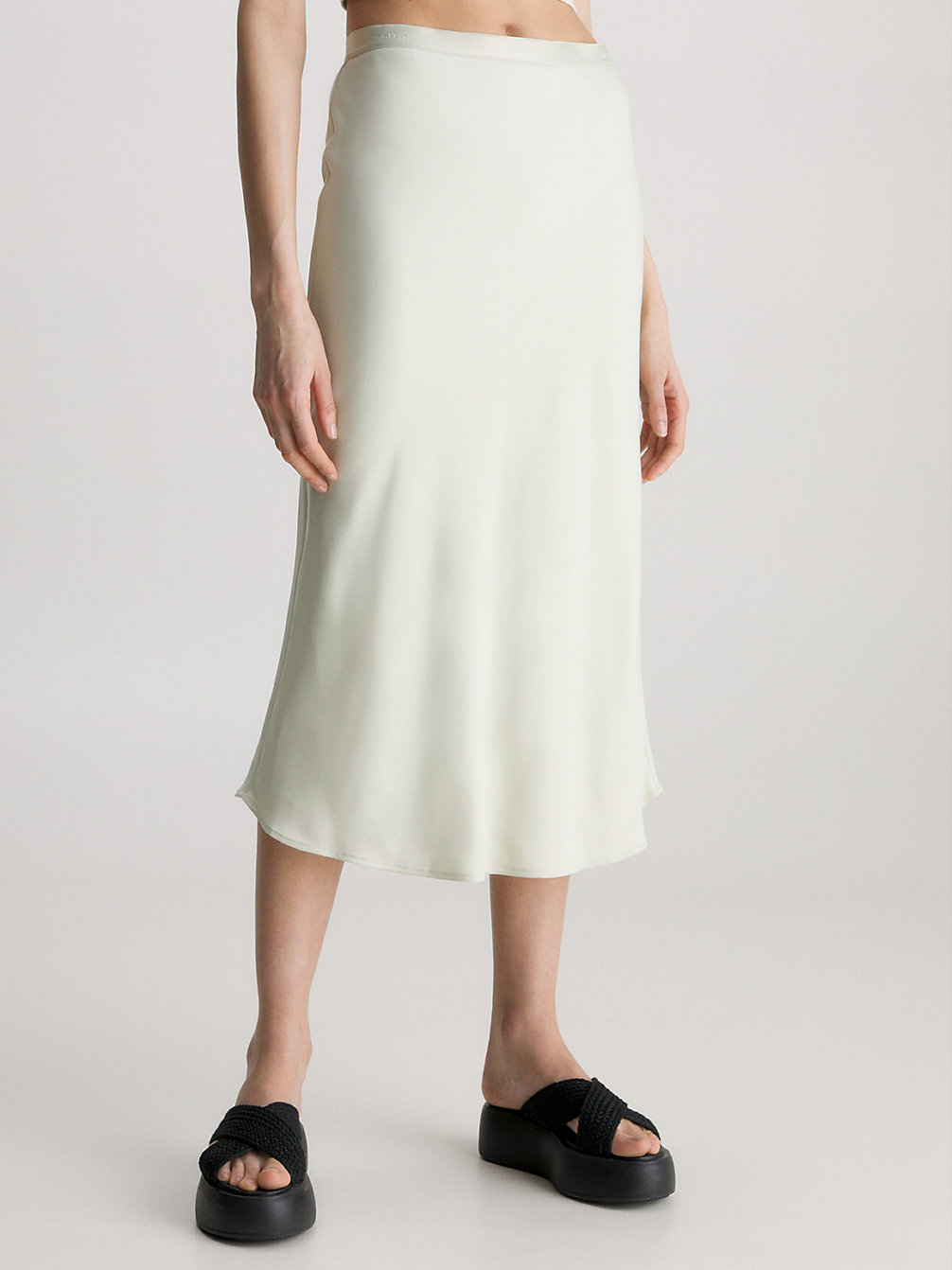 VINTAGE IVORY Slim Recycled Crepe Midi Skirt undefined women Calvin Klein