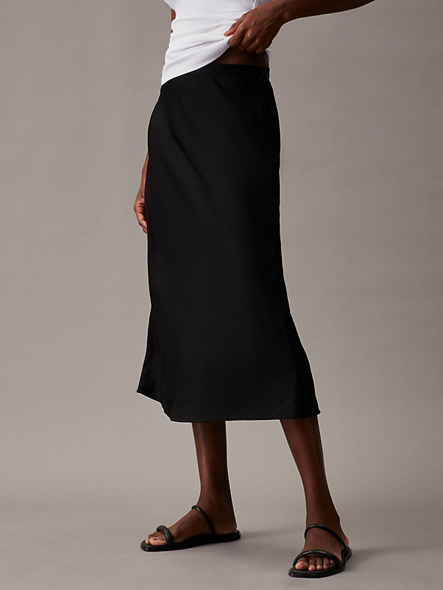 jupe mi-longue en crêpe black pour femmes calvin klein