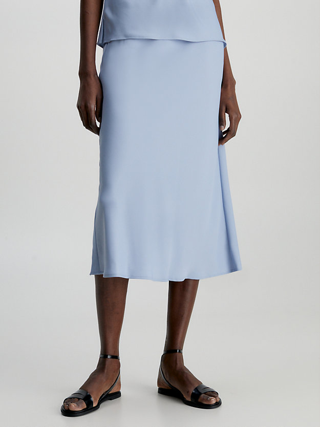 blue chime slim crepe midi skirt for women calvin klein