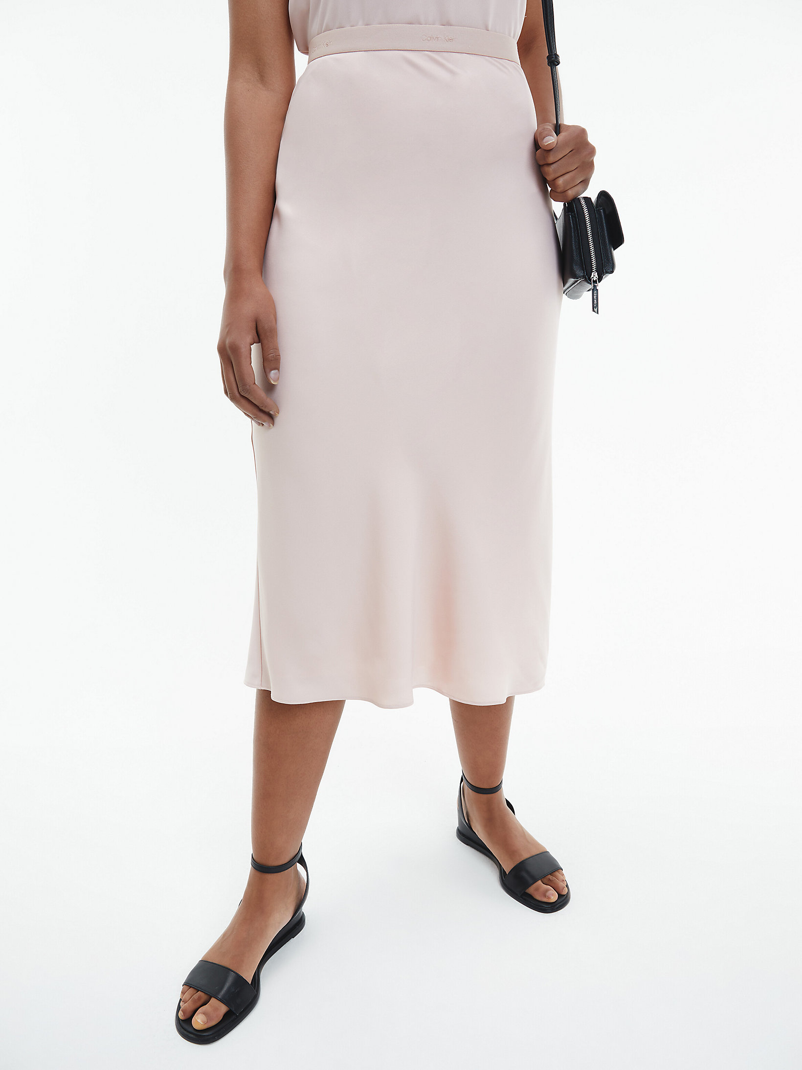 Pink Bloom Slim Recycled Crepe Midi Skirt undefined women Calvin Klein
