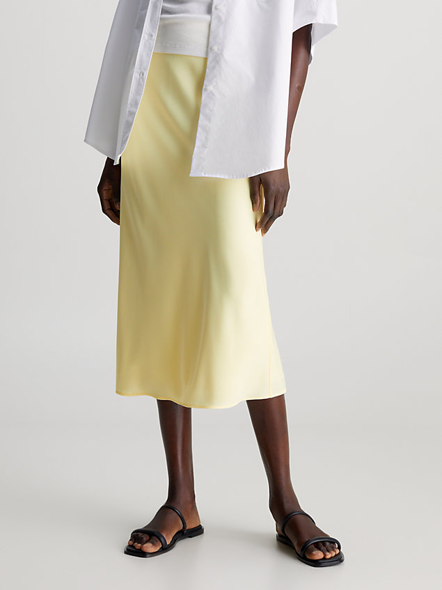 yellow slim crepe midi skirt for women calvin klein