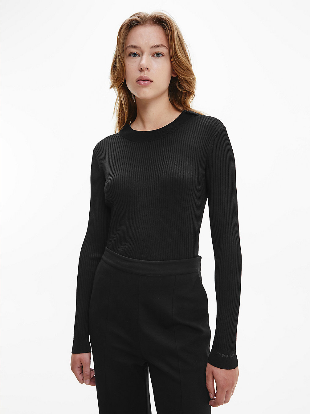 CK BLACK Cropped Rippstrock-Pullover undefined Damen Calvin Klein