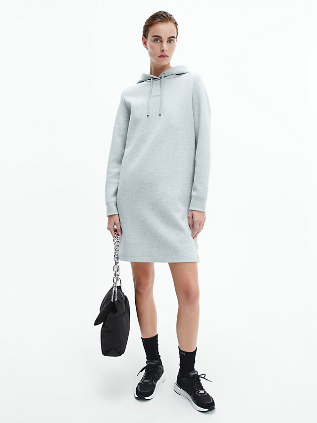 Light Grey Heather / Gunmetal Hooded Sweatshirt Dress undefined women Calvin Klein