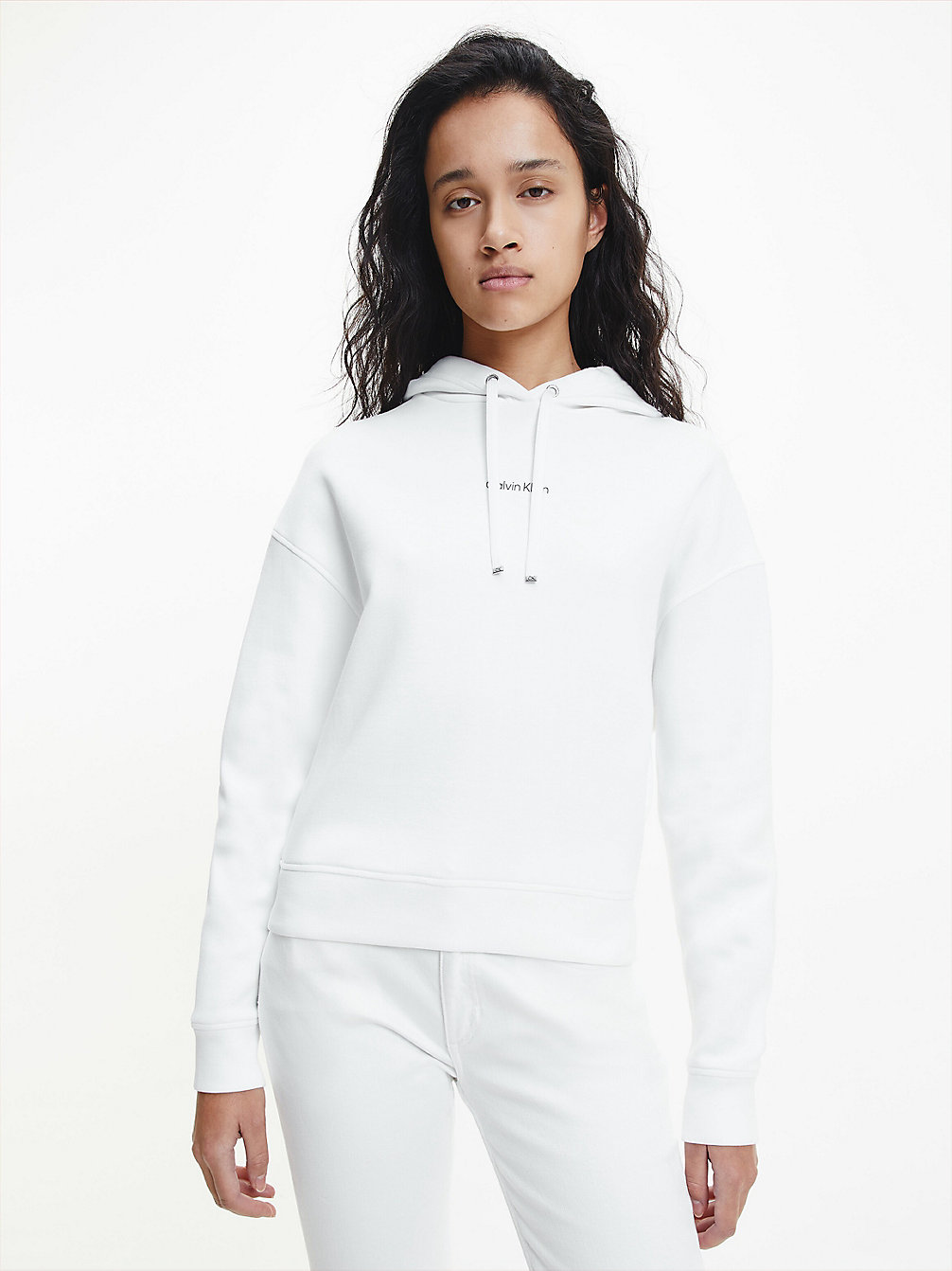 BRIGHT WHITE Organic Cotton Hoodie undefined women Calvin Klein