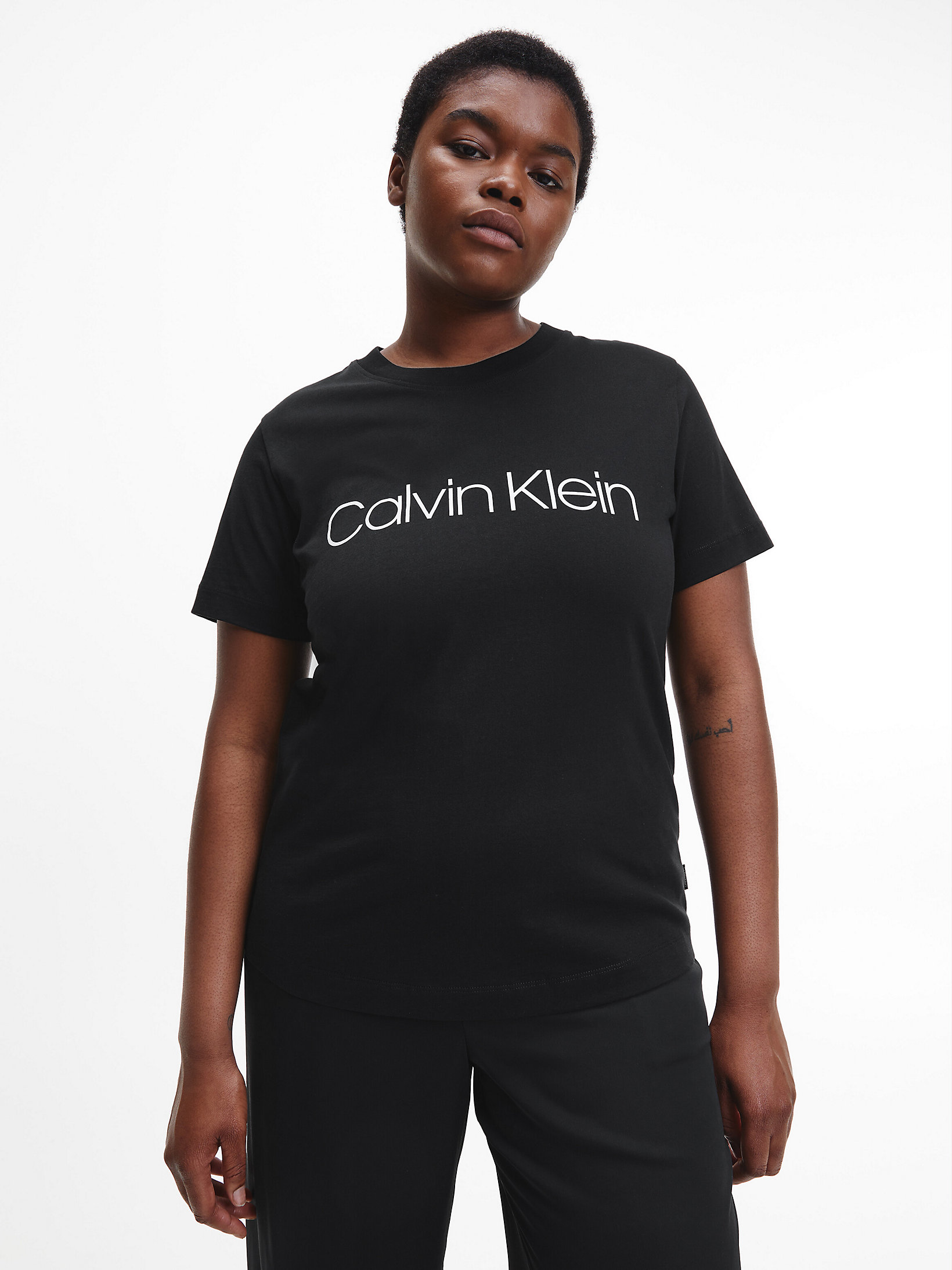 CK Black T-Shirt In Cotone Biologico Plus Size undefined donna Calvin Klein