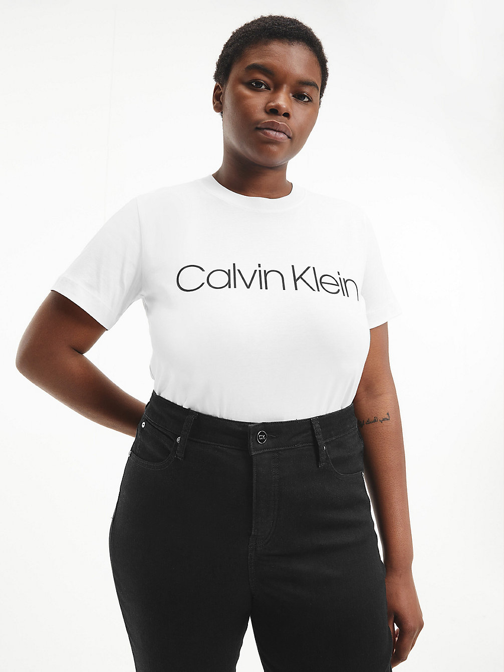 T-Shirt In Cotone Biologico Plus Size > BRIGHT WHITE > undefined donna > Calvin Klein