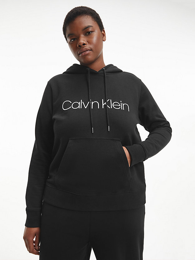 CK BLACK Sudadera con capucha y logo de talla grande de mujer CALVIN KLEIN
