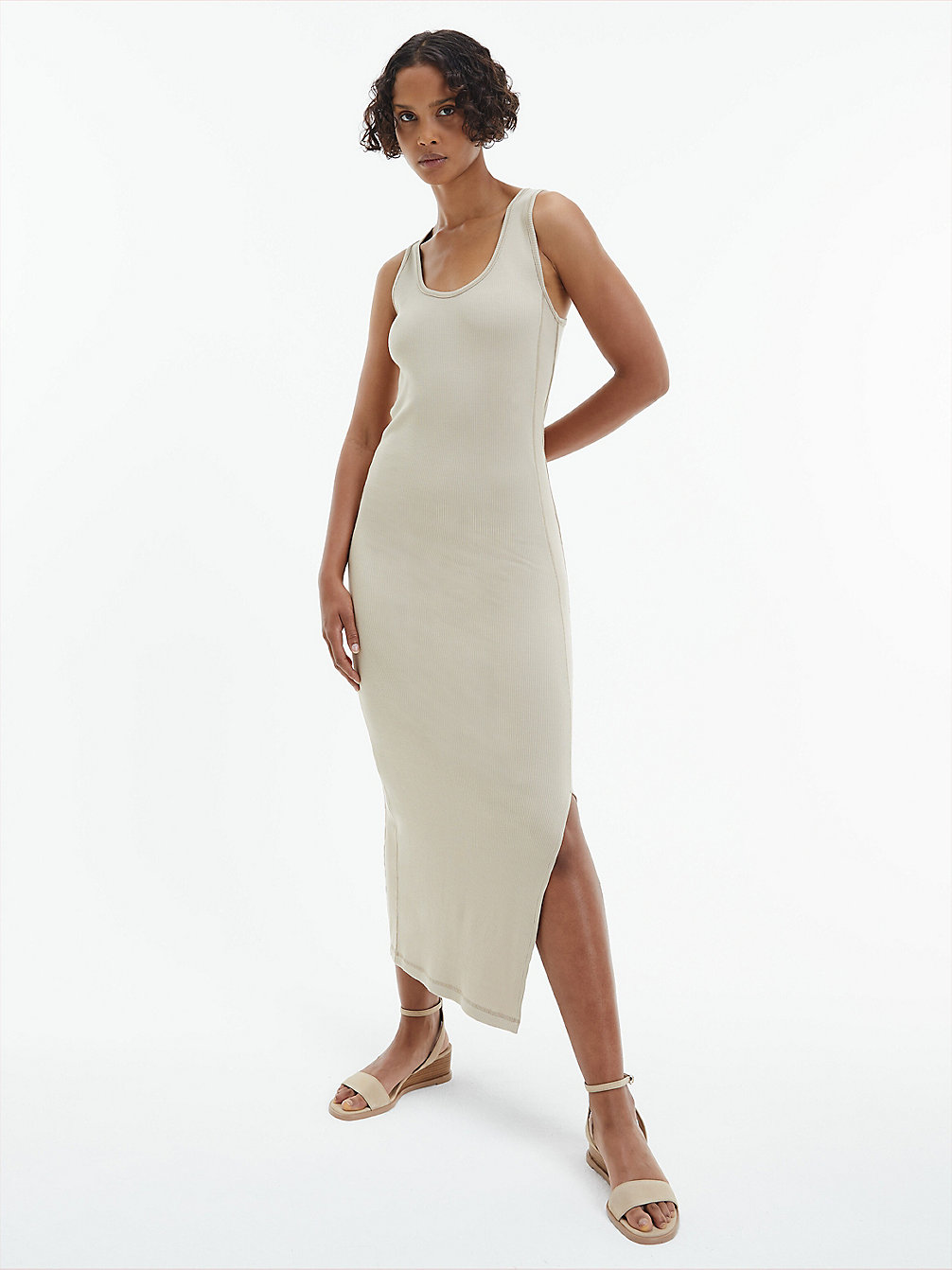 Abito Sottoveste Maxi In Jersey A Costine > MOCCASIN > undefined donna > Calvin Klein