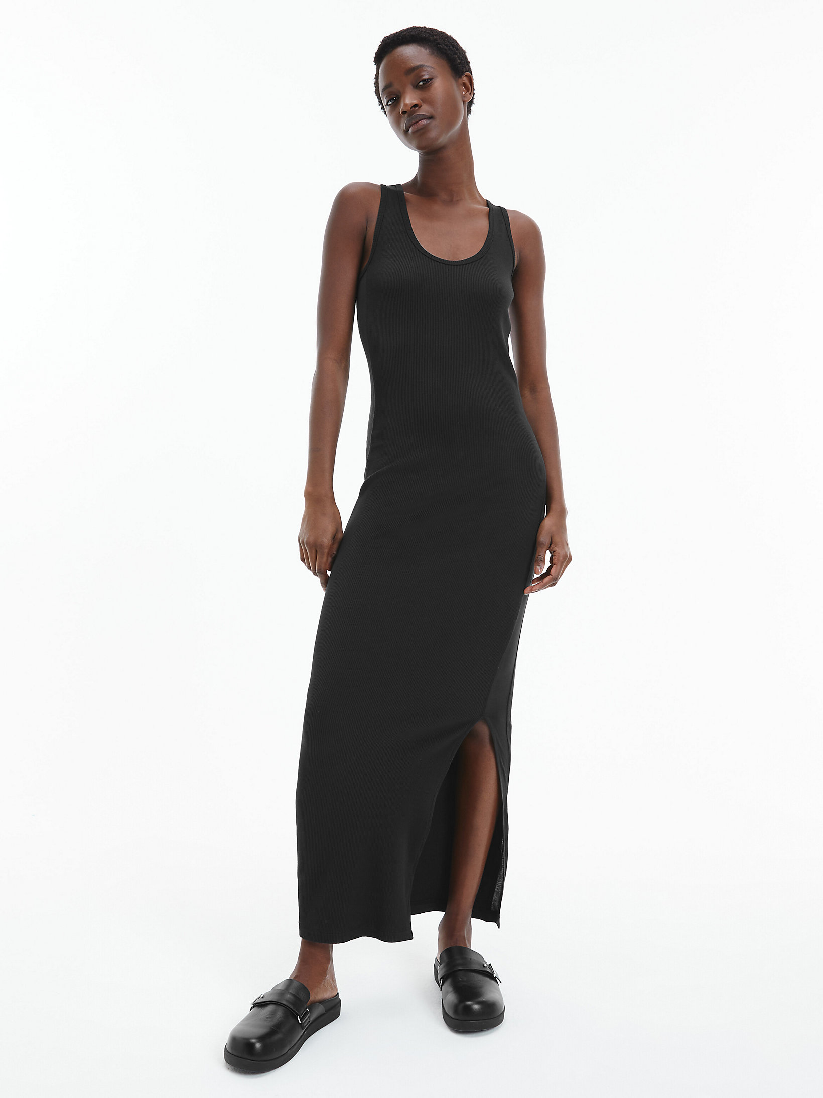 CK Black Rib Jersey Maxi Tank Dress undefined women Calvin Klein