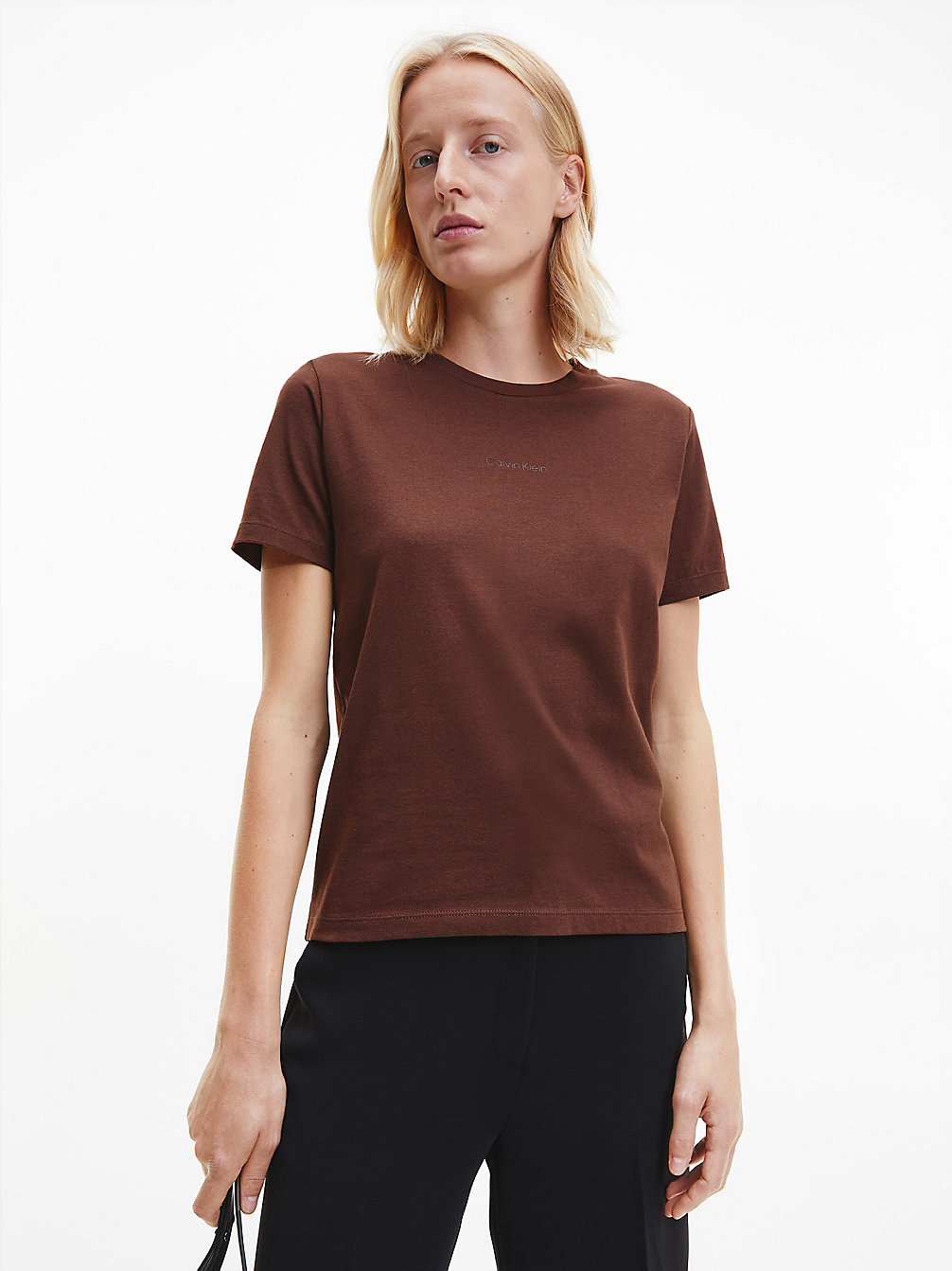 DARK CHESTNUT Organic Cotton T-Shirt undefined women Calvin Klein