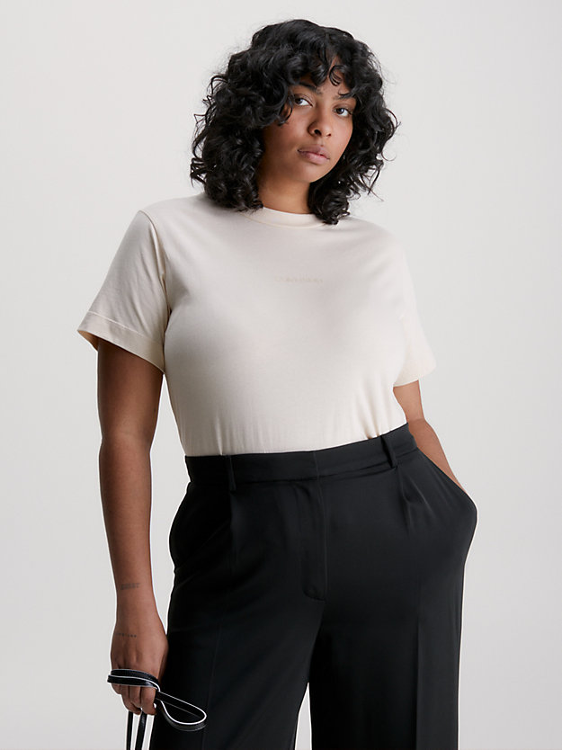 TUSCAN BEIGE Plus Size Organic Cotton T-shirt for women CALVIN KLEIN