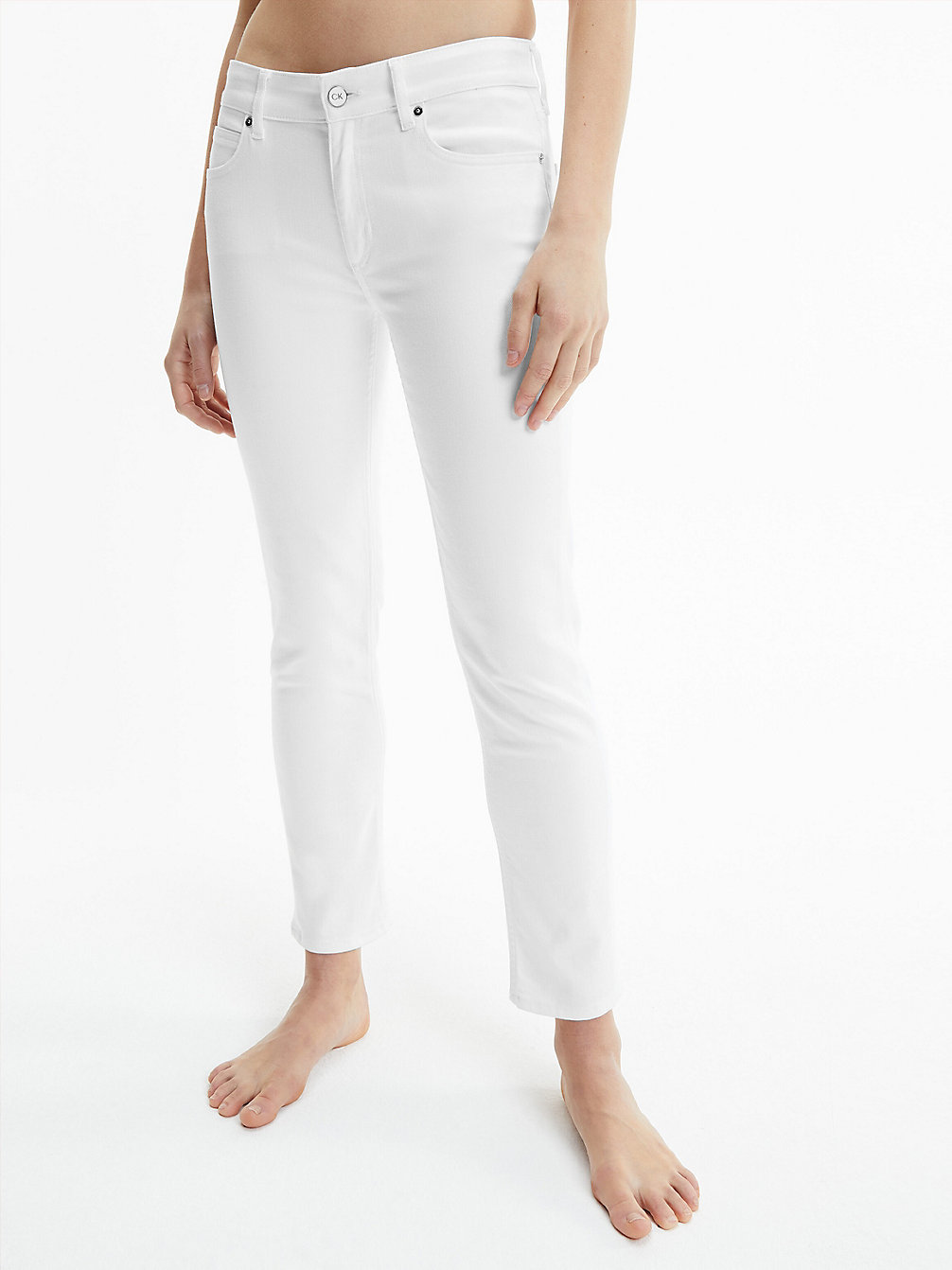 BRIGHT WHITE Mid Rise Slim Enkellange Jeans undefined dames Calvin Klein