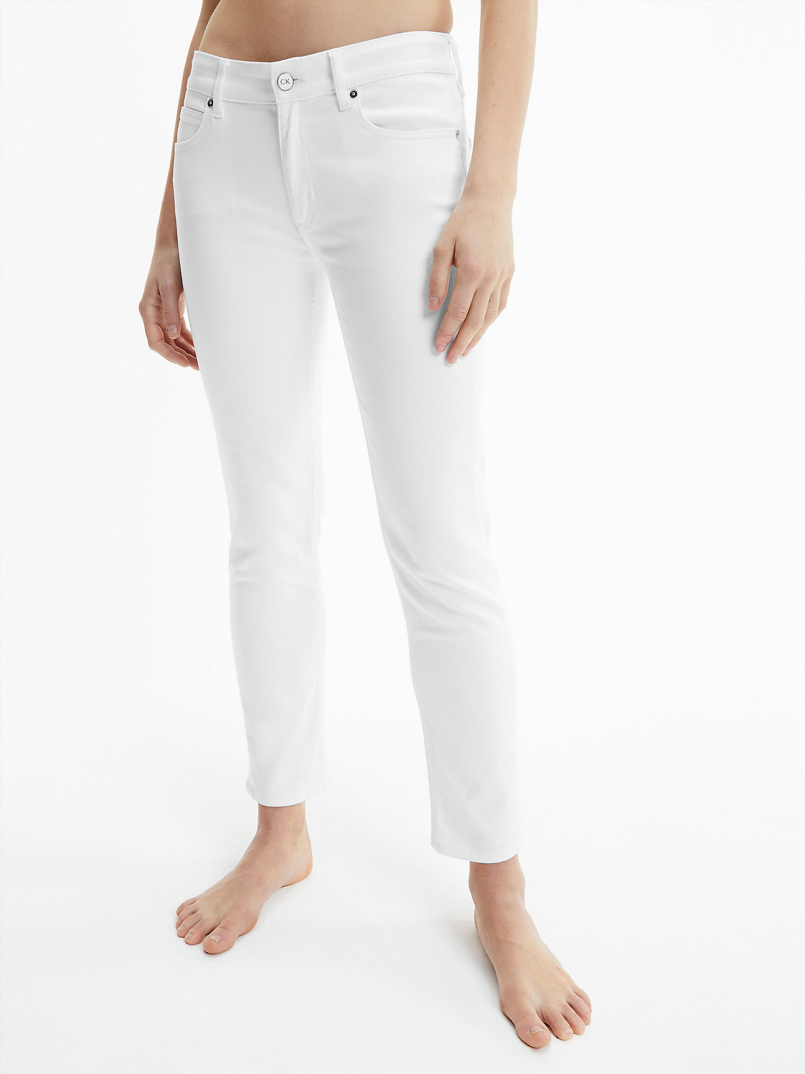 Bright White Mid Rise Slim Enkellange Jeans undefined dames Calvin Klein