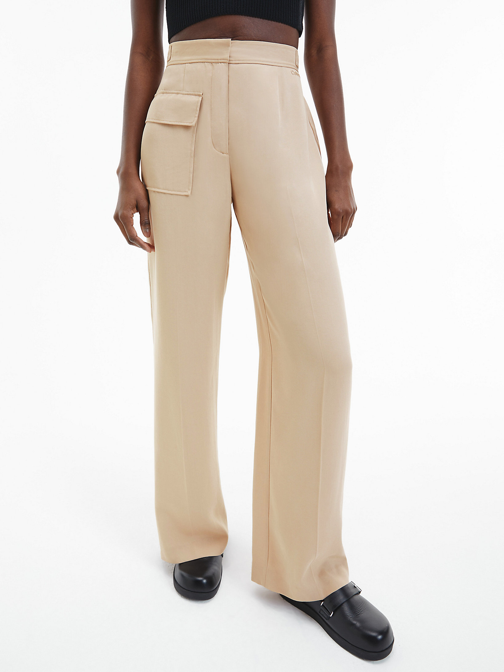 Moccasin Soft Twill Wide Leg Trousers undefined women Calvin Klein