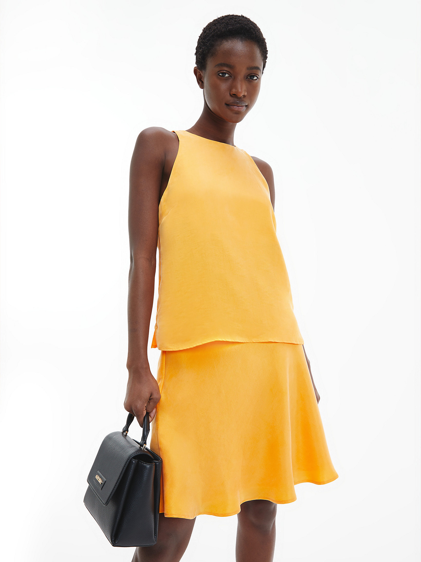 Orange Flash Top Senza Maniche In Twill Di Satin undefined donna Calvin Klein