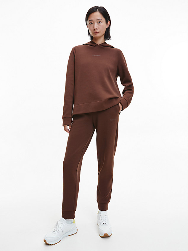 brown recycled polyester hoodie for women calvin klein