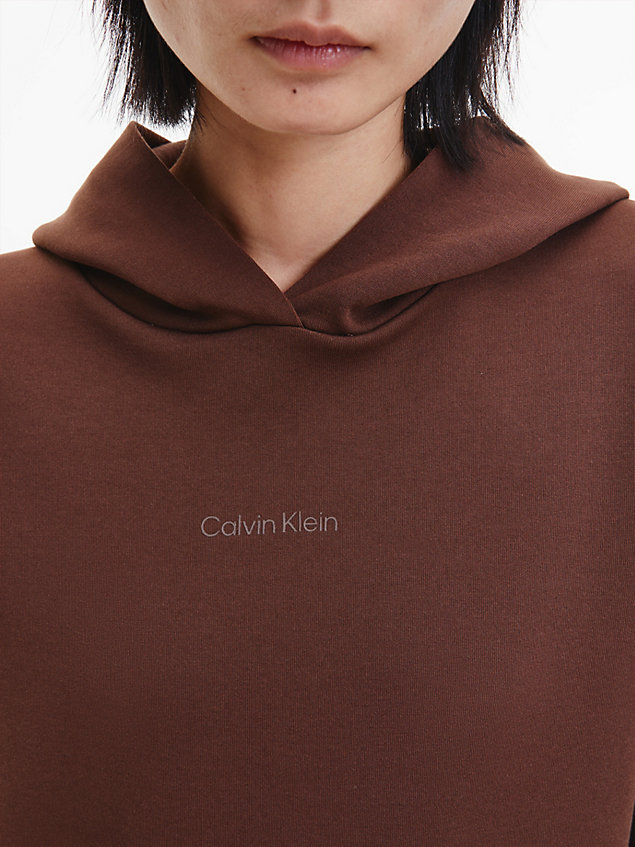brown recycled polyester hoodie for women calvin klein