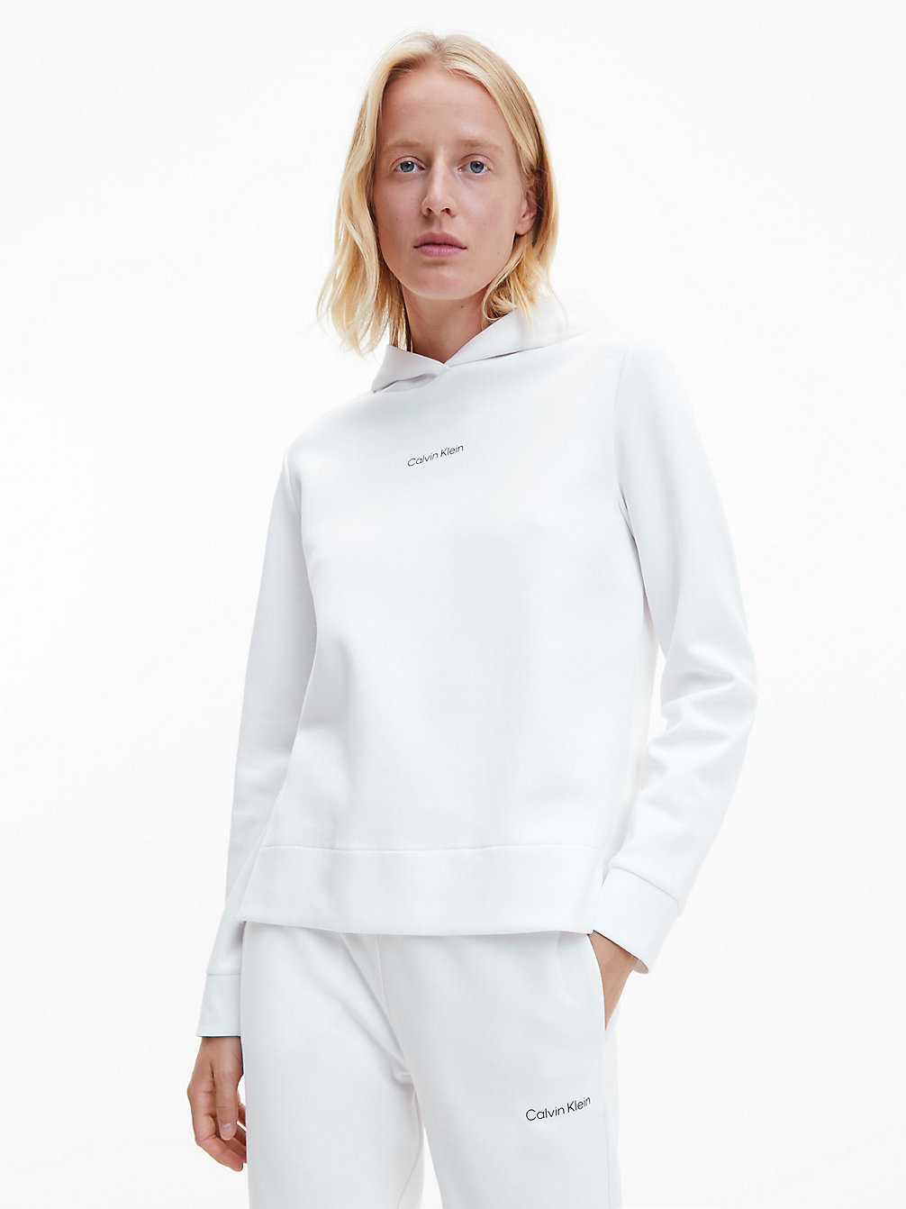 BRIGHT WHITE > Bluza Z Kapturem Z Przetworzonego Poliestru > undefined Kobiety - Calvin Klein