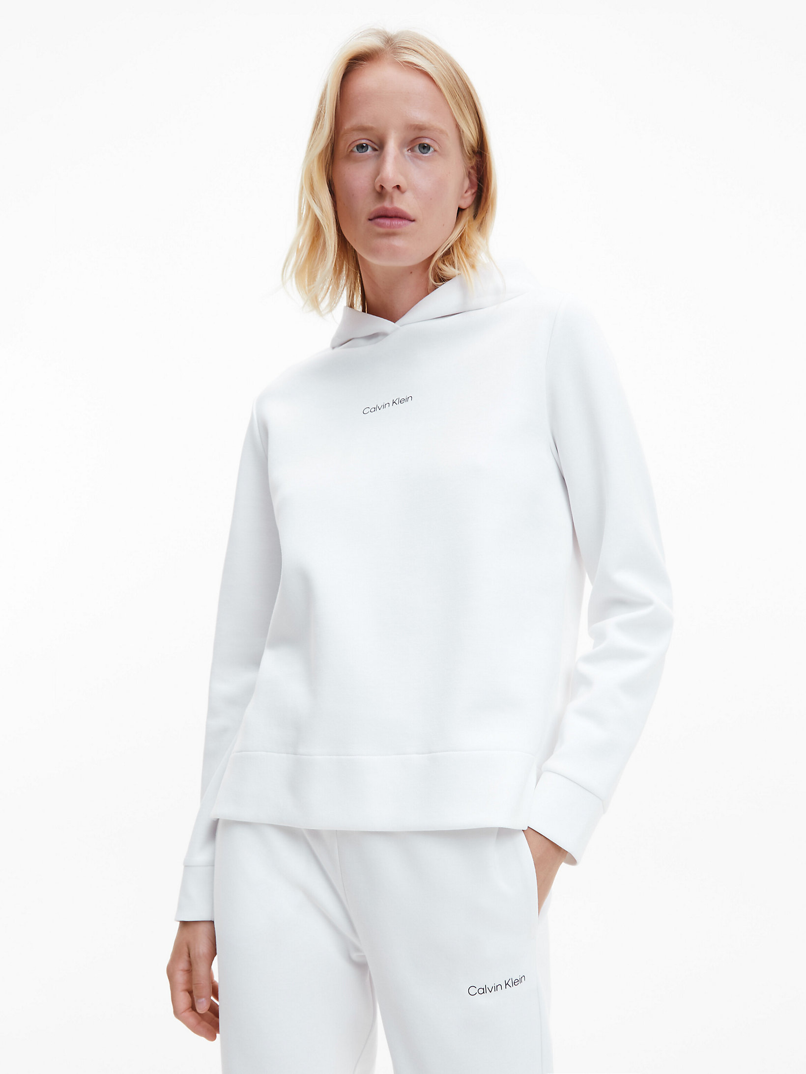 Bright White Recycled Polyester Hoodie undefined women Calvin Klein