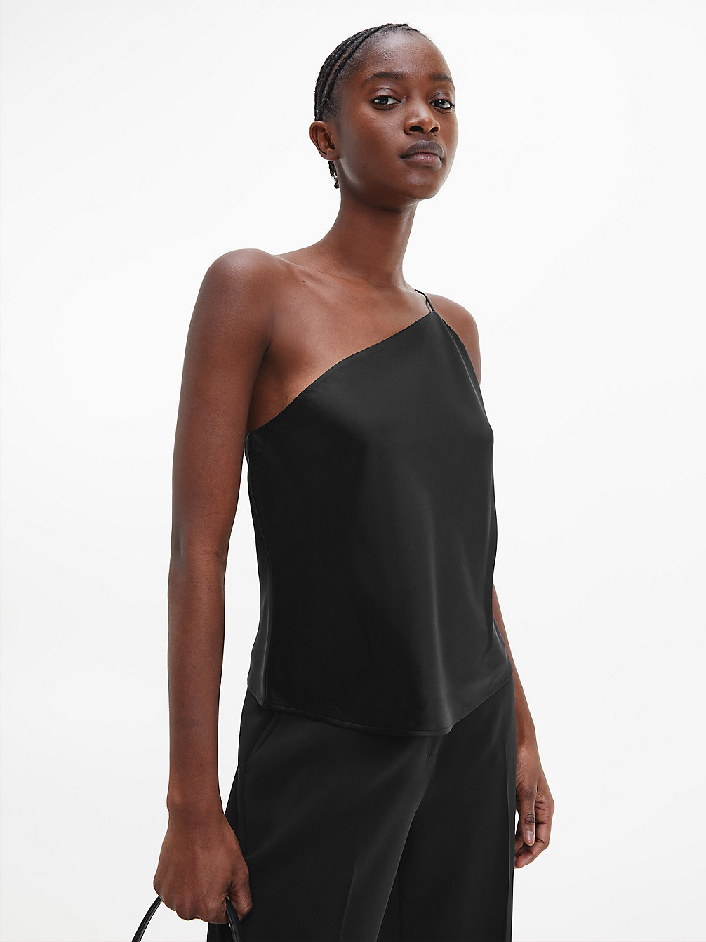 CK BLACK Satin One-Shoulder Cami Top undefined women Calvin Klein