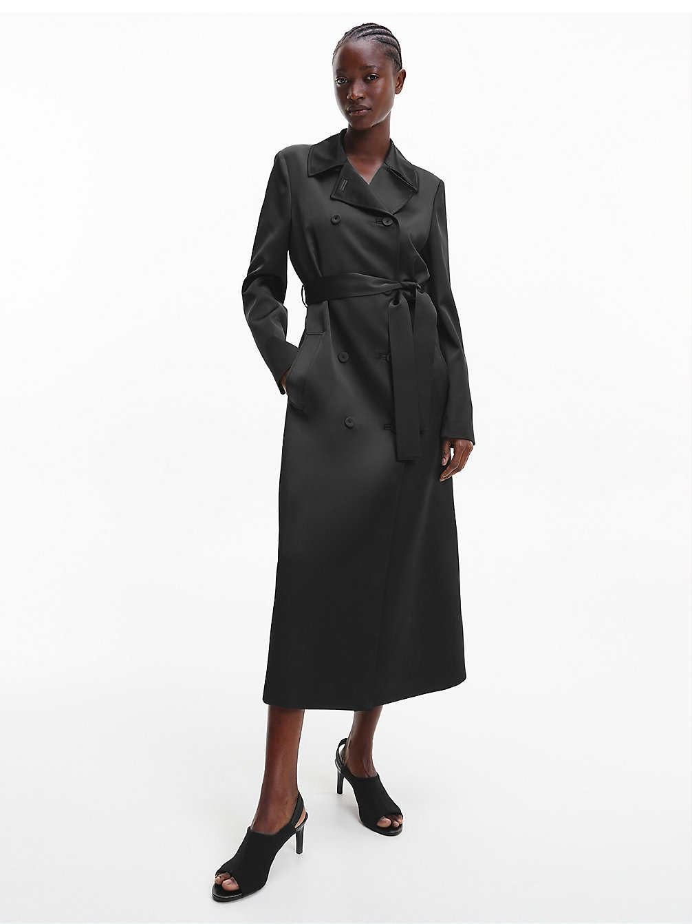 CK BLACK > Satijnen Maxi Trenchcoat > undefined dames - Calvin Klein