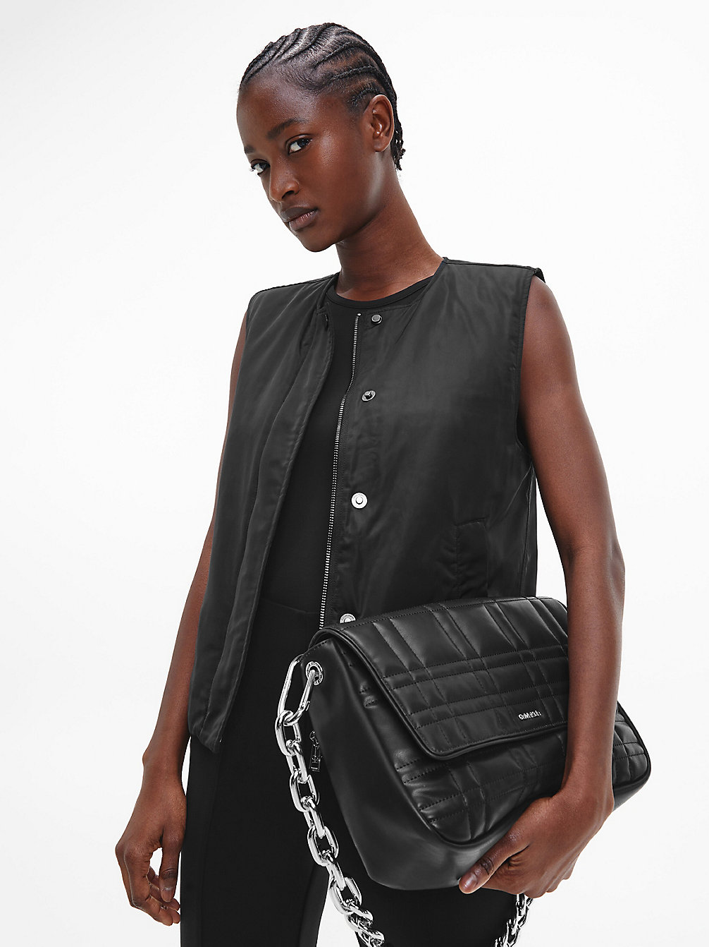 CK BLACK Vestes Matelassée Sans Manches En Satin undefined femmes Calvin Klein