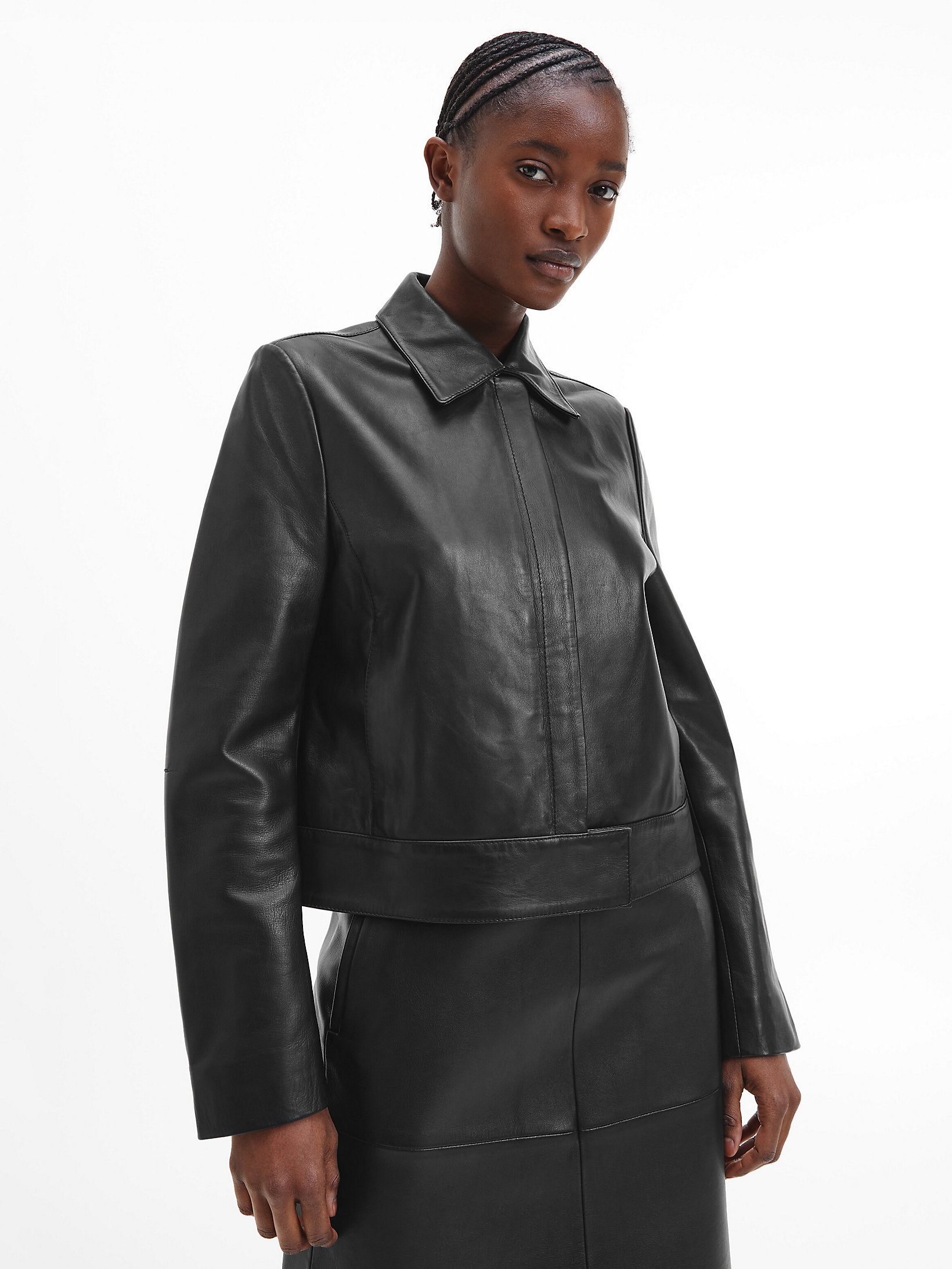 CK Black Leather Biker Jacket undefined women Calvin Klein