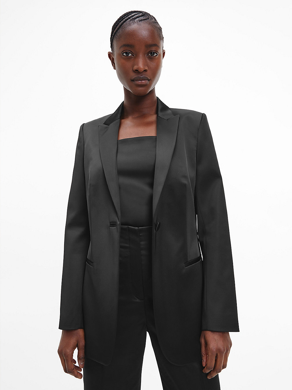 CK BLACK Satin Single-Breasted Blazer undefined women Calvin Klein