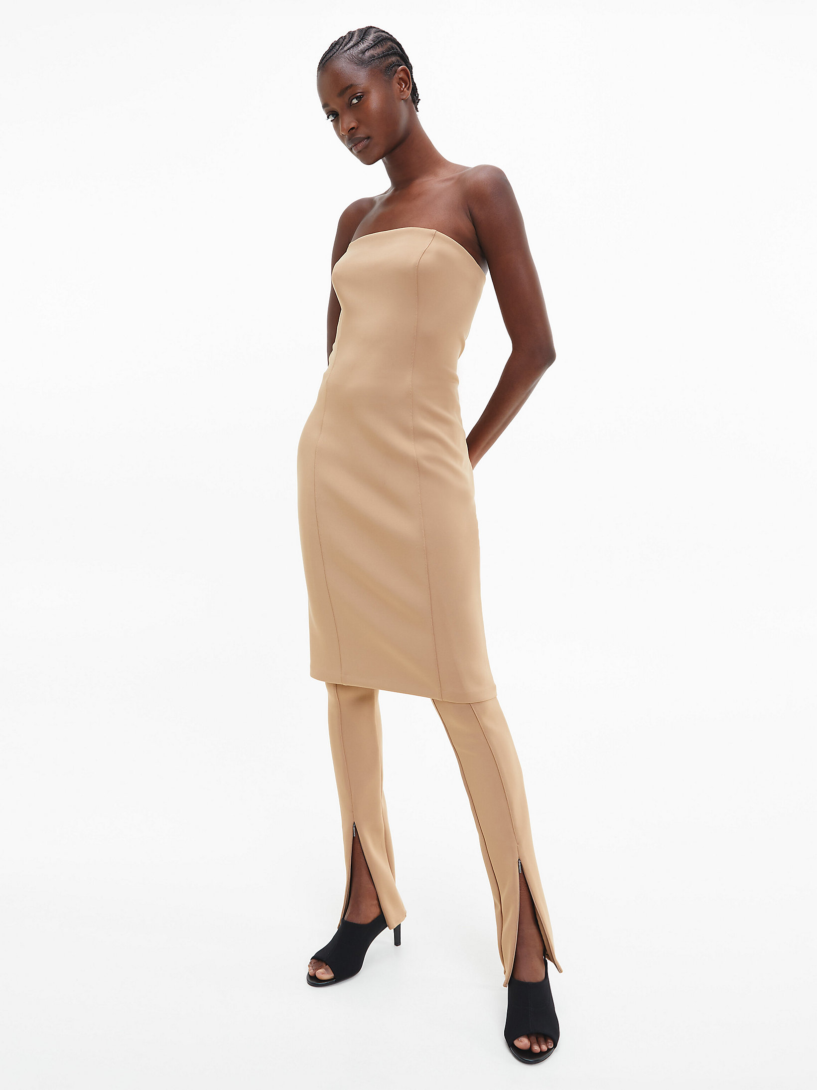 Safari Canvas Bandeau Midi Bodycon Dress undefined women Calvin Klein