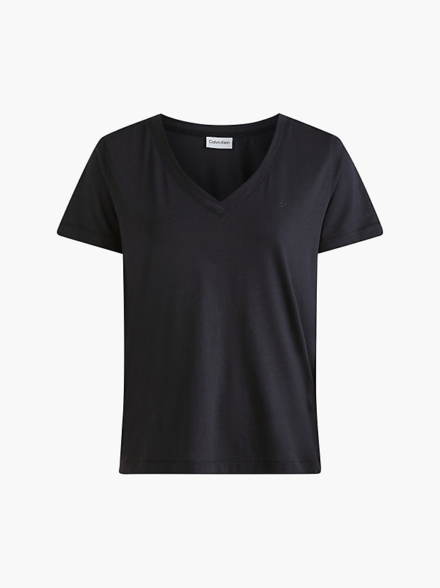 CK BLACK Camiseta con cuello de pico Essential de mujer CALVIN KLEIN