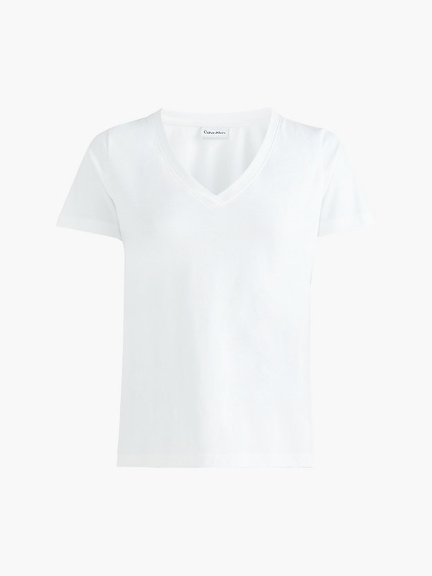 BRIGHT WHITE T-shirt z dekoltem w serek Essential dla Kobiety CALVIN KLEIN