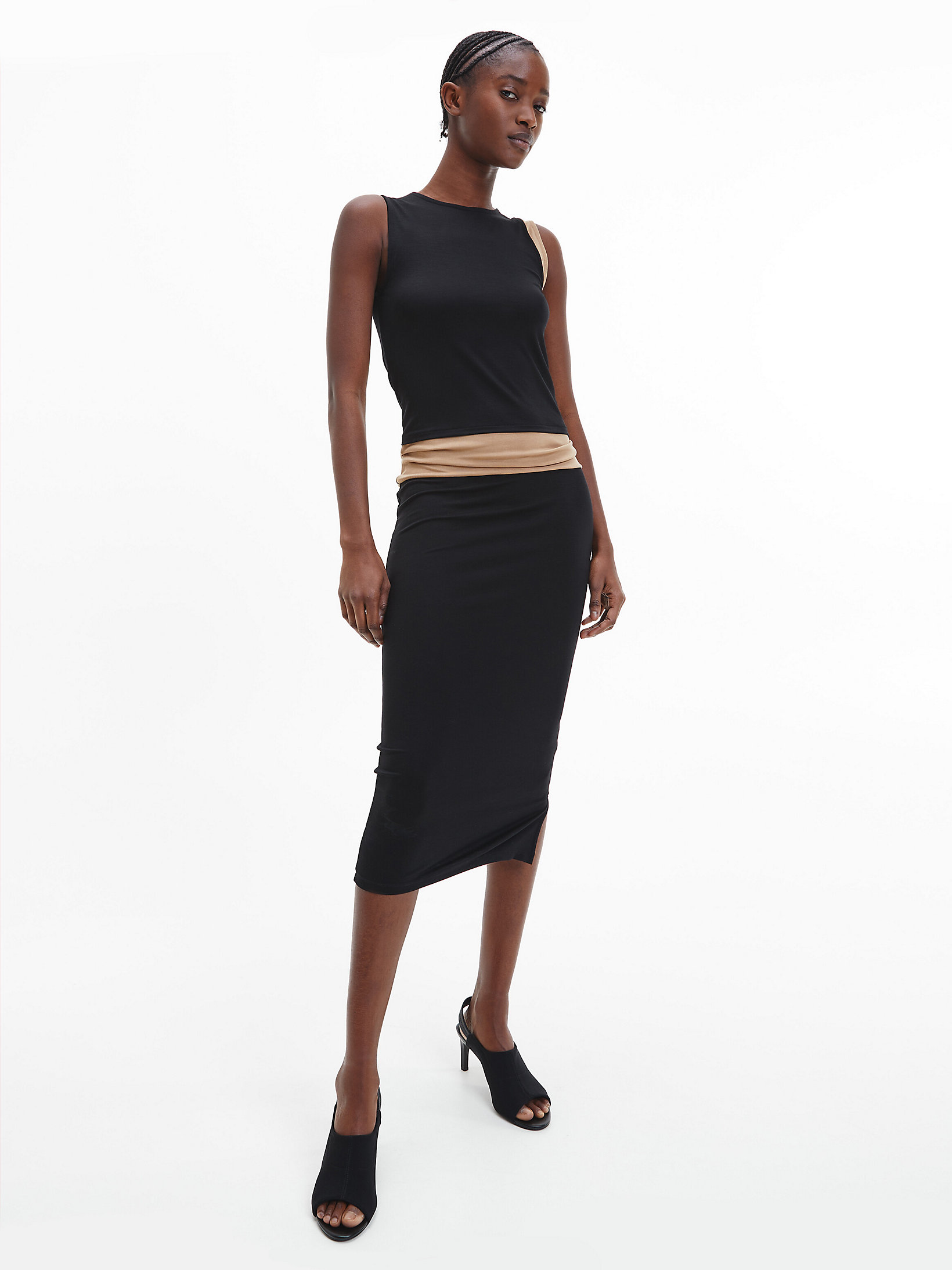 CK Black / Safari Canvas > Облегающее платье контрастных цветов > undefined Женщины - Calvin Klein