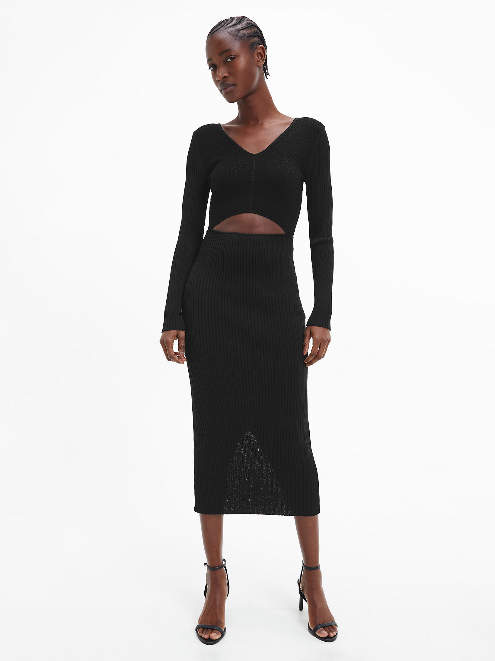 CK Black Cut Out Midi Bodycon Dress undefined women Calvin Klein