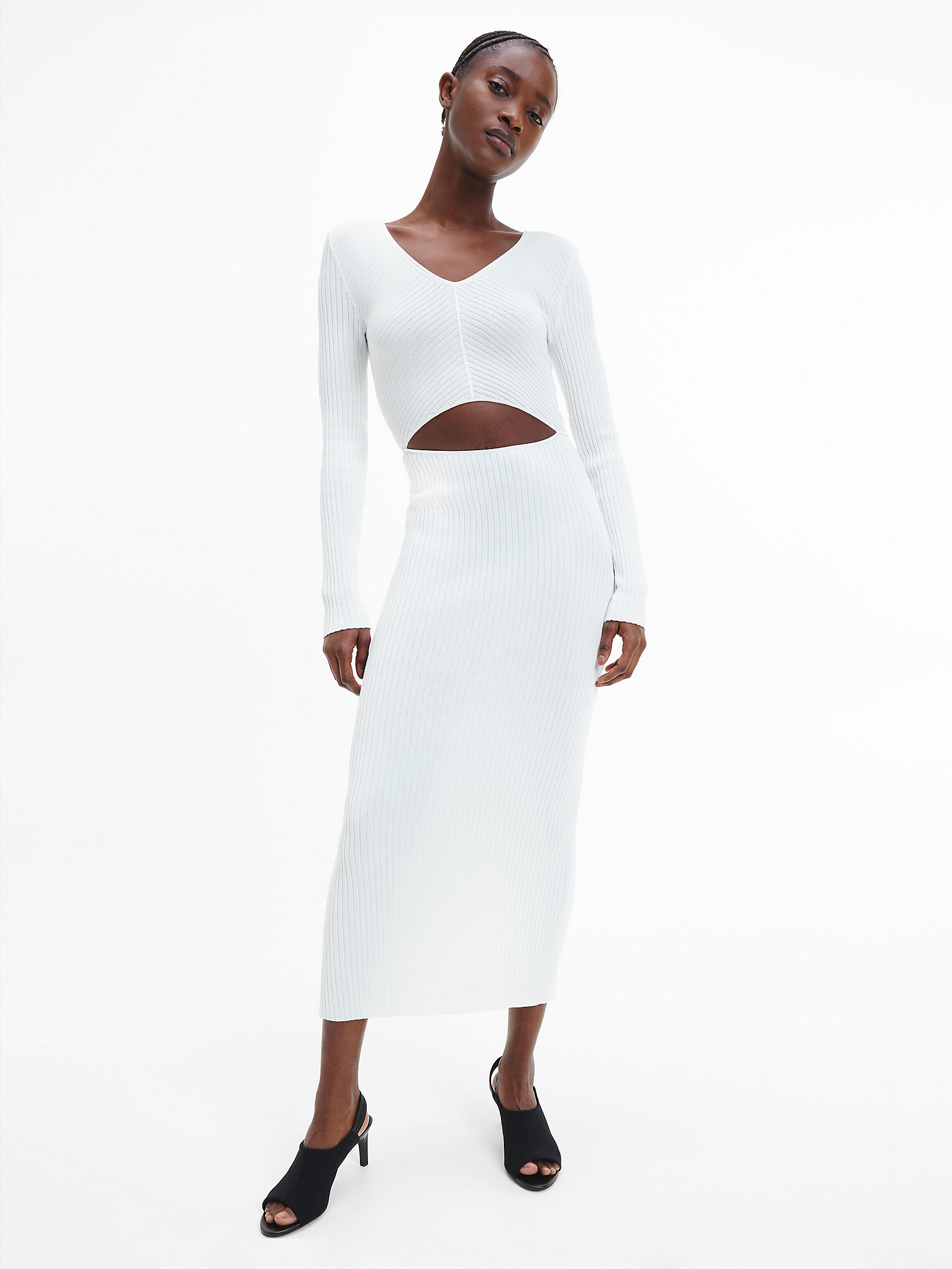Ecru > Облегающее платье миди с вырезом > undefined Женщины - Calvin Klein