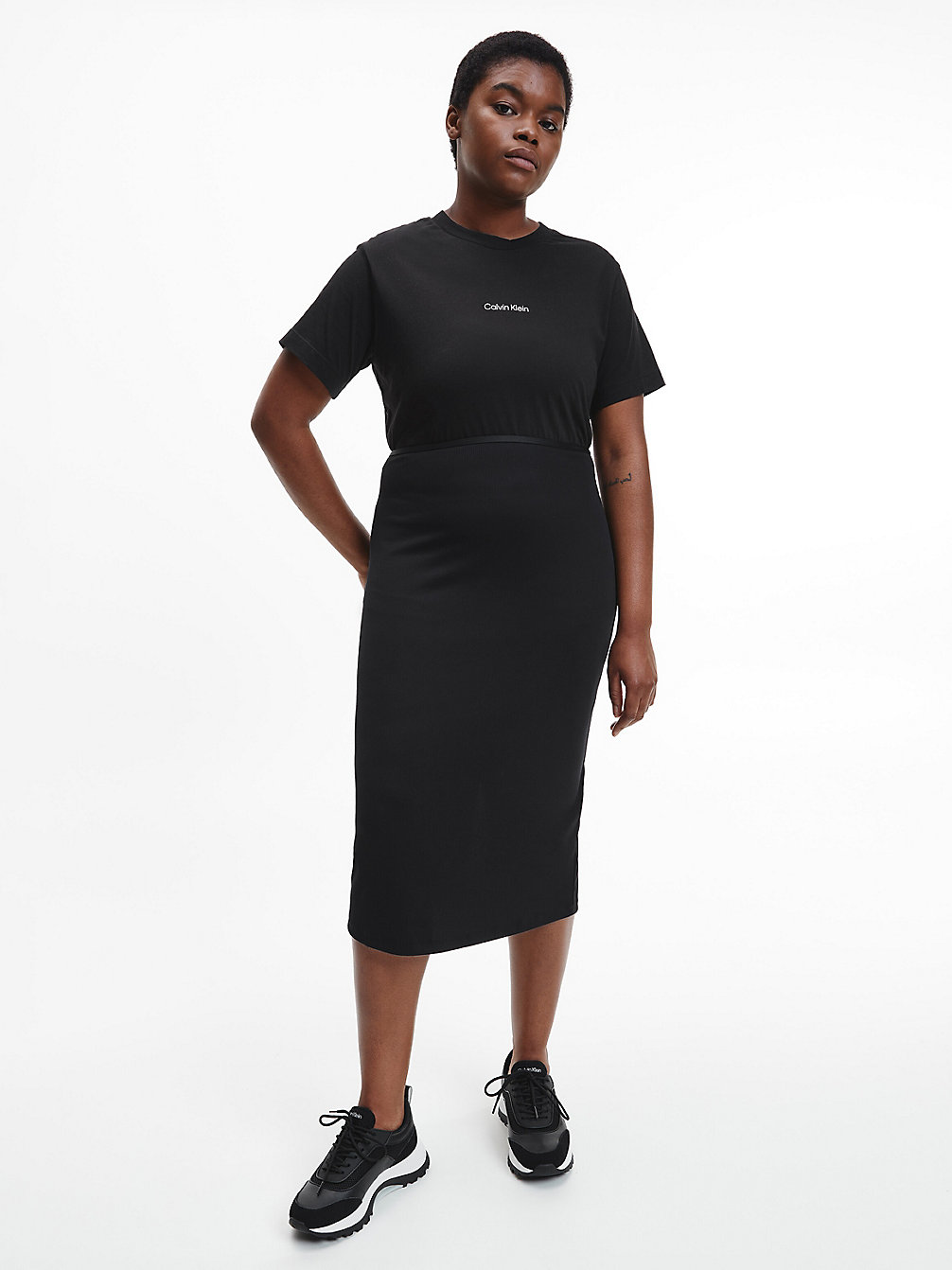 CK BLACK Plus Size Recycled Jersey Midi Skirt undefined women Calvin Klein