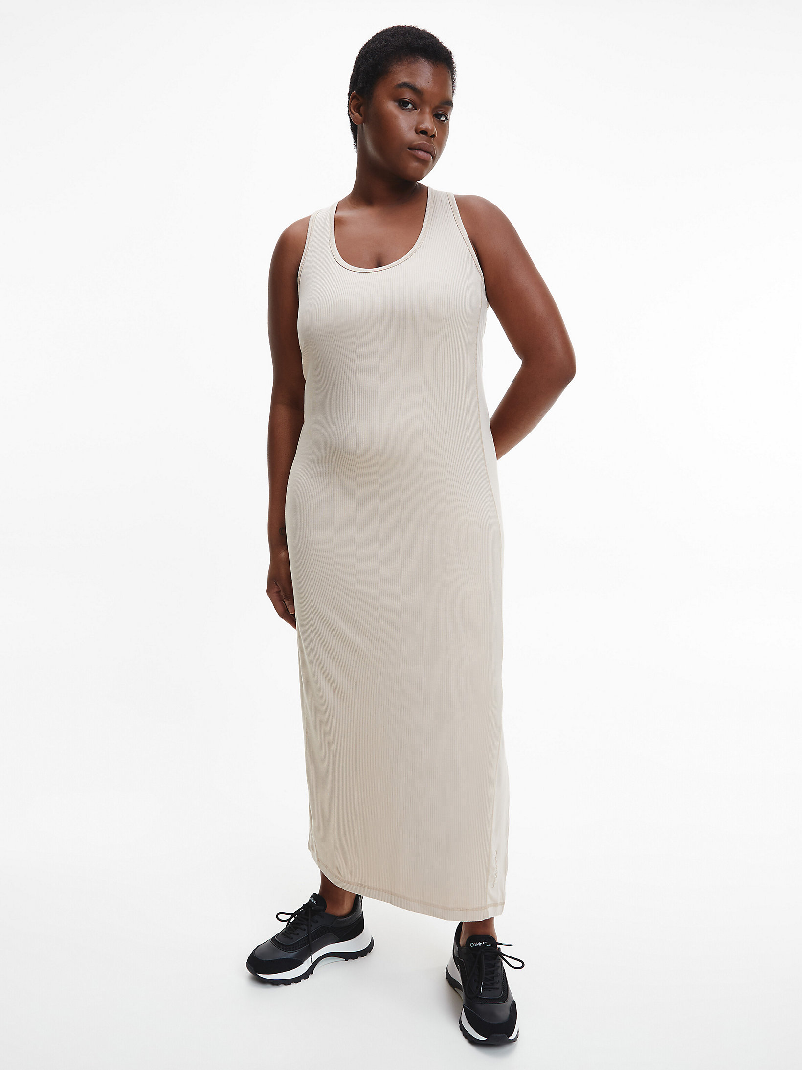 Moccasin Plus Size Rib Jersey Tank Dress undefined women Calvin Klein