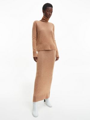 SAFARI CANVAS HEATHER Recycled Wool Midi Skirt for women CALVIN KLEIN