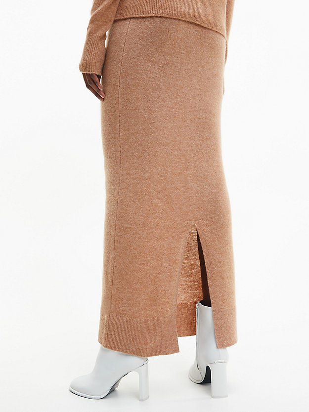 SAFARI CANVAS HEATHER Recycled Wool Midi Skirt for women CALVIN KLEIN
