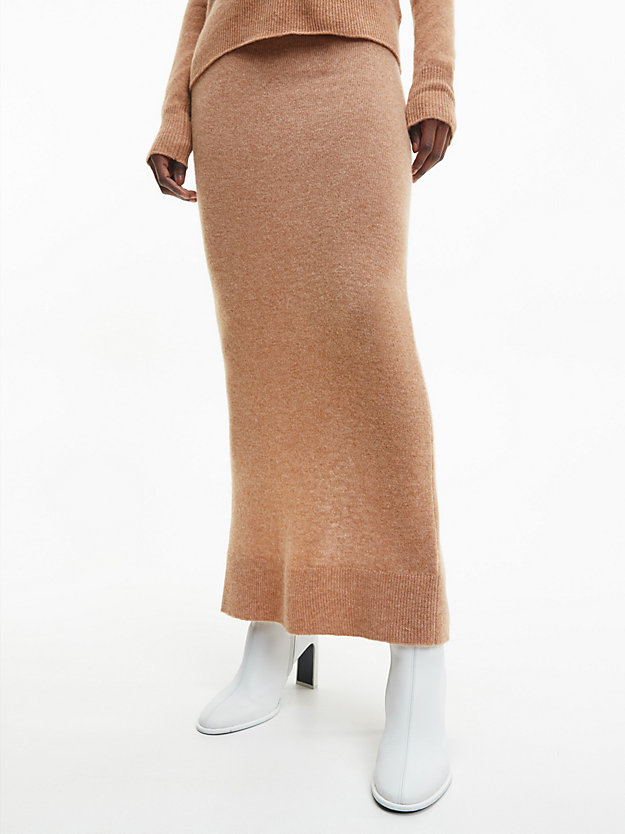 SAFARI CANVAS HEATHER Recycled Wool Midi Skirt for women CALVIN KLEIN