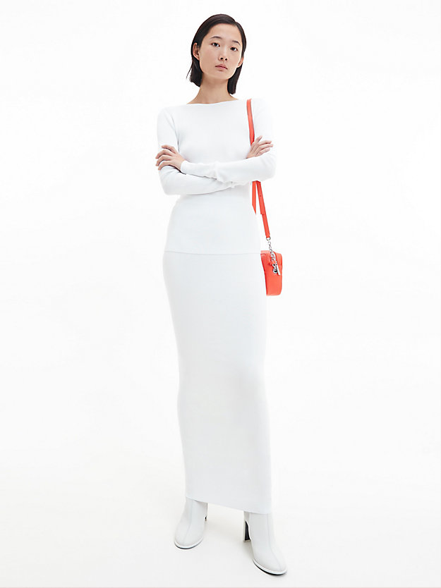 BRIGHT WHITE Slim Maxi Bodycon Skirt for women CALVIN KLEIN