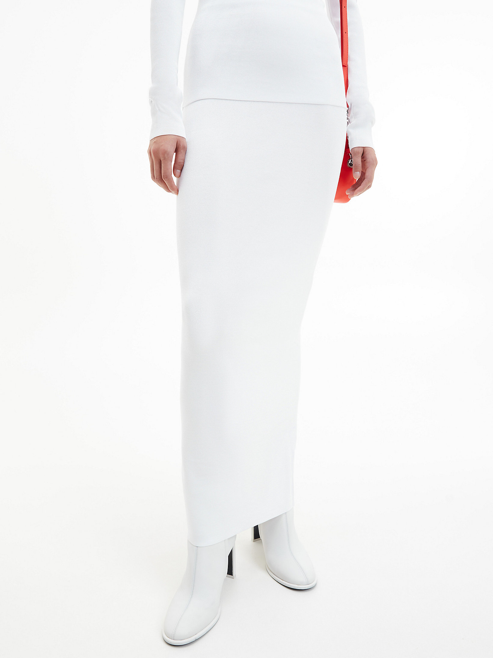 Bright White Slim Maxi Bodycon Skirt undefined women Calvin Klein