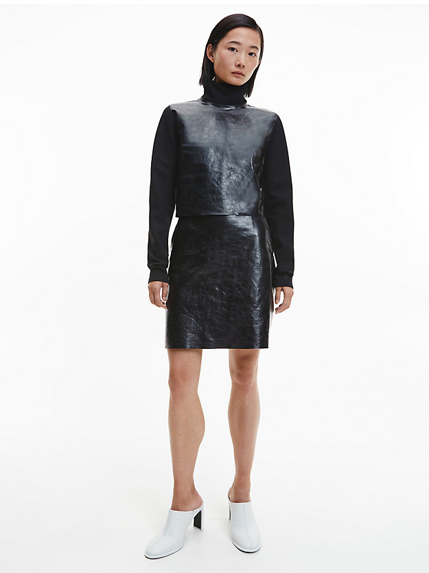 CK BLACK Leather Skirt for women CALVIN KLEIN