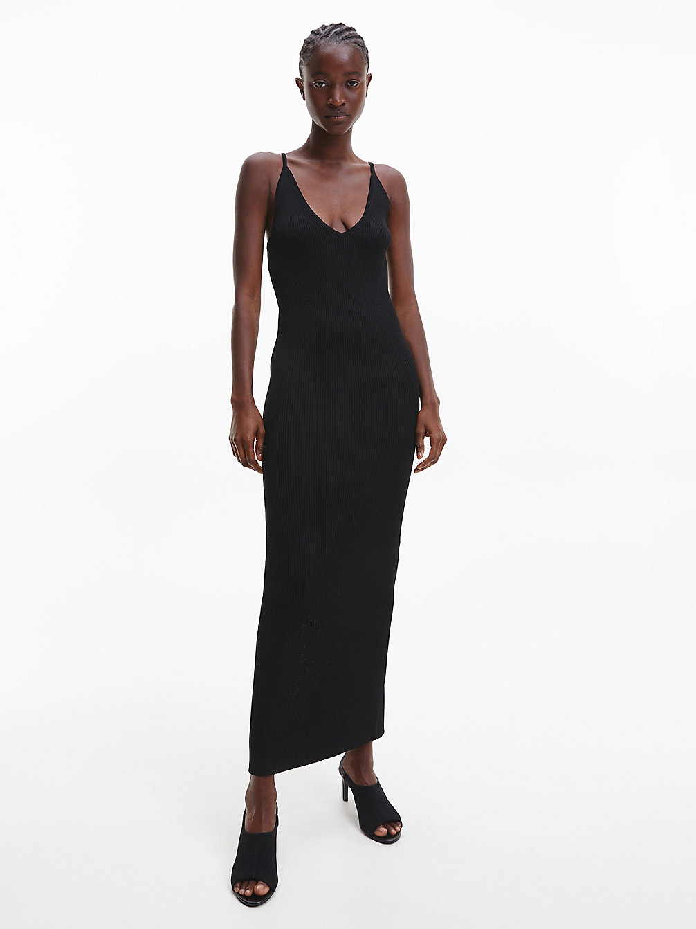 CK BLACK Schmales Geripptes Slipkleid undefined Damen Calvin Klein