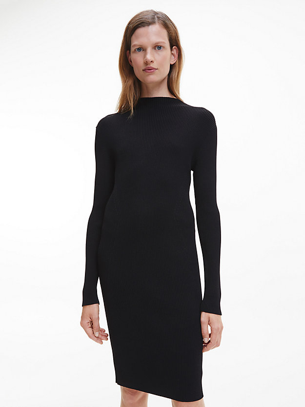 CK BLACK Dopasowana sukienka z materiału ściągaczowego dla Kobiety CALVIN KLEIN