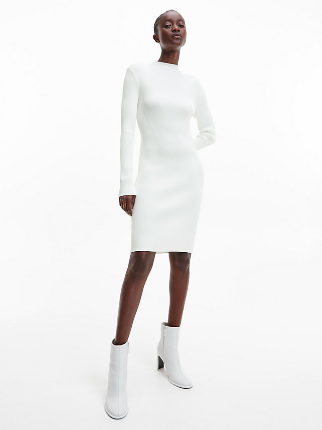 Ecru Ribbed Bodycon Dress undefined women Calvin Klein
