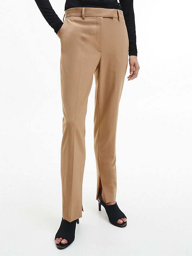 Safari Canvas Slim Tailored Broek Met Split undefined dames Calvin Klein