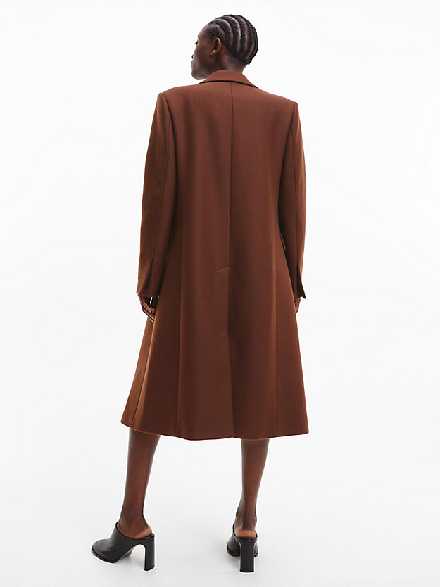 DARK CHESTNUT Tailored Wool Coat for women CALVIN KLEIN