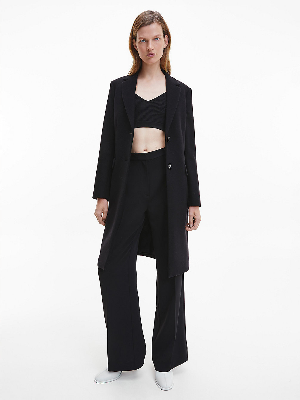CK BLACK Manteau Trois-Quarts En Laine Recyclée undefined femmes Calvin Klein