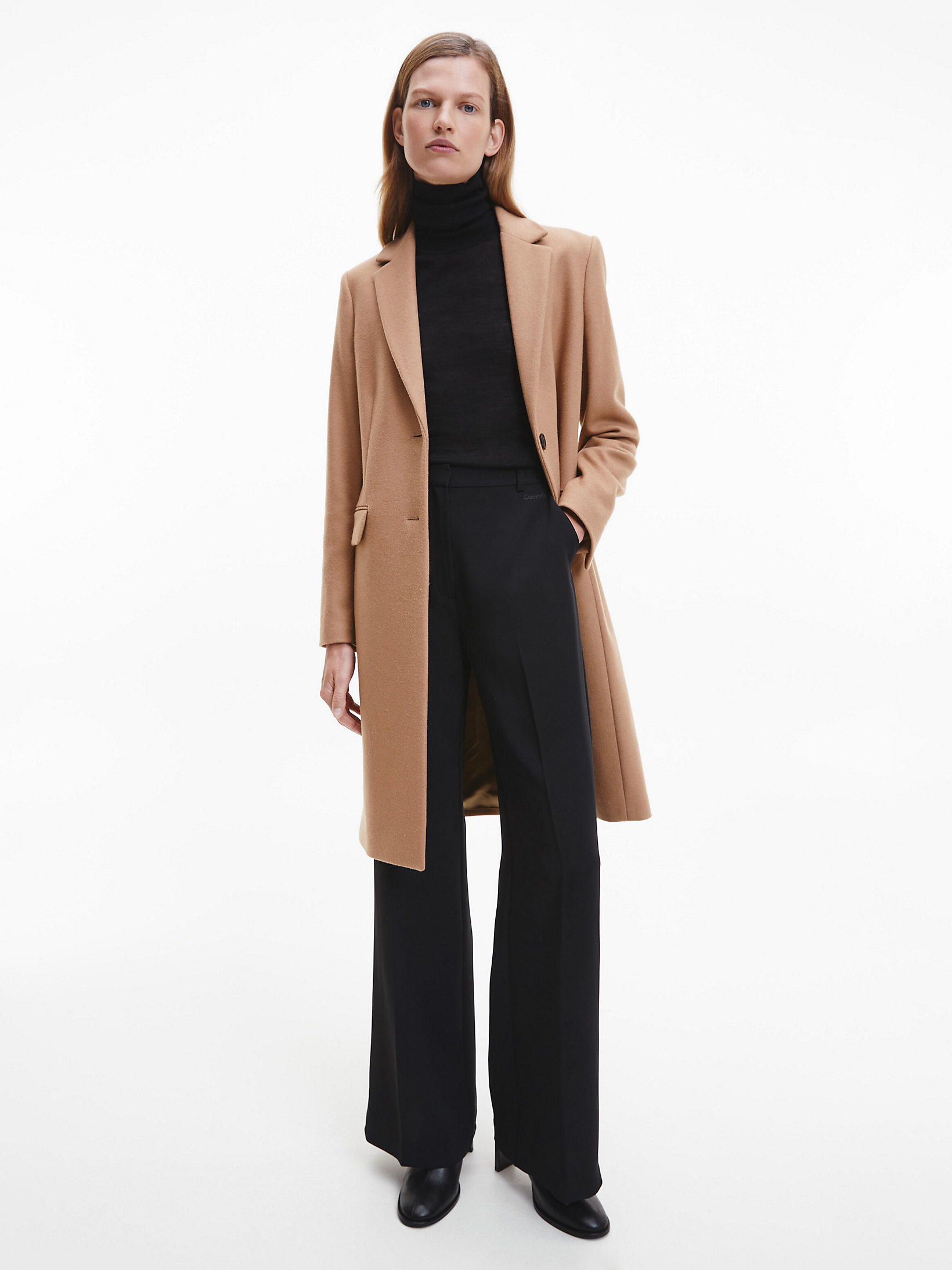 Safari Canvas Recycled Wool Crombie Coat undefined women Calvin Klein